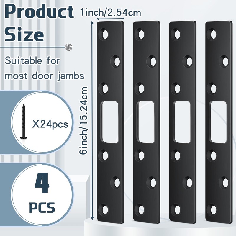4 Pcs 6 Inch Door Strike Plate Security Latch Strike