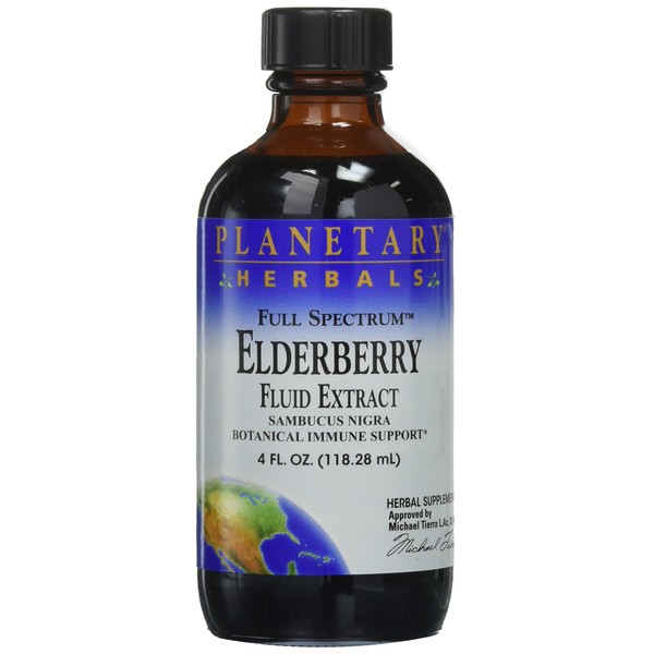 Planetary Herbals Full Spectrum Elderberry Fluid Extract Supplement, 4 Fluid Ounce