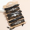 12PCS Braided Faux Leather Bracelet Set Multilayer Vintage Rock Style