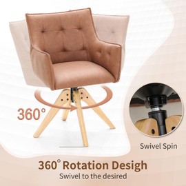 PHI VILLA Swivel Accent Chair Set of 2 - Mid Century Modern Desk Chair with Wood Legs for Small Space Dining Room Chair, Home Office Chair