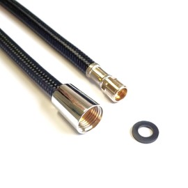 Reinforced Hose Shower Hose for Dish Rinser, M15 x 1 and 1/2 Inch Cone Nut, Nylon Black or VA Braid for Kitchen Tap with Extendible Shower, Replacement Shower Hose (Black, 1500 mm)