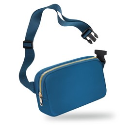 FIORETTO Bumbags for Ladies Fashion Bum Bag Fanny Pack with Organized Zipped Pockets Adjustable Belt Bag Small Waist Pouch Bum Bag for Dog Walking Running Travel Peacock Blue