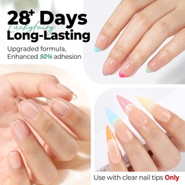 Luckyfairy Nail Glue for Nail Tips, Super Strong Solid Gel Glue U V Cured Needed, 15ml Soft Gel Soak Off Adhesive Bonding for Acrylic Nails, Nails Extension Fake Press Ons