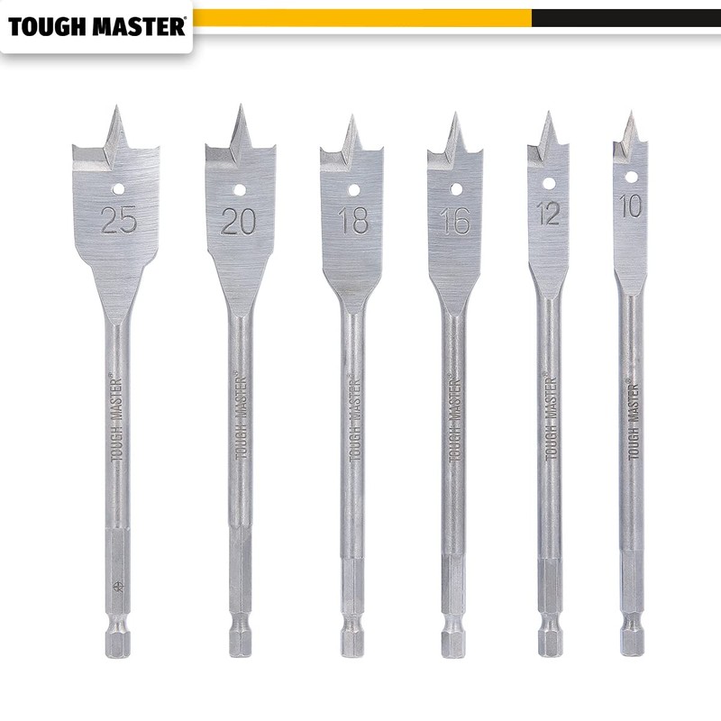 TOUGH MASTER Spade Drill Bits Set, 6 Piece ¼ Inch