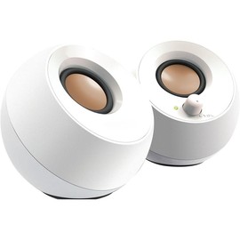 2.0 USB-Powered Desktop Speakers with Far-Field Drivers and Passive Radiators for PC and Laptops (White)