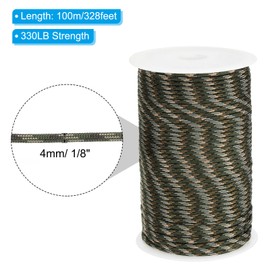 PATIKIL 328 Feet Paracord Rope 550lb, 7 Strand Parachute Cord 4mm Paracord Lanyard Spool Cord for Survival Bracelet Tent Camping, Hiking, DIY Projects, Forest Camo