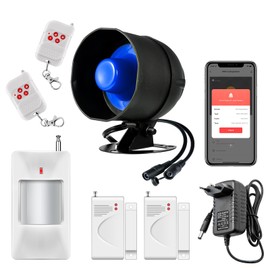 WiFi Alarm System House 115 dB Loud Siren 7-Piece Set Alarm System Home with Window Sensor and Alarm System Door via Real Time App Push, Ring Alarm for Door Window, Motorhome, Garage (2.4 GHz WiFi)