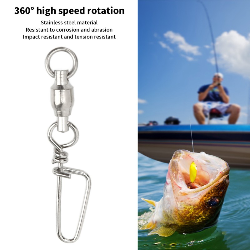 50Pcs High Strength Fishing Snap Swivels Stainless Steel B Type