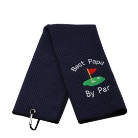 Dad Golf Towel Embroidered Golf Towel Gift Golf Father Gift Embroidered Golf Towel with Clip (papa Dark- Blue)