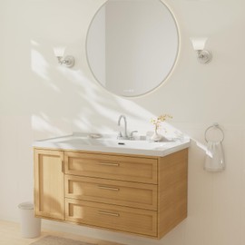 Phiestina Chrome 2 or 3 Hole Bathroom Sink Faucet 4 Inch Centerset, Two Handles Copper Faucet, with Metal Pop-up Drain Assembly with Overflow, CUPC Water Supply Line, BF02011-B11-C