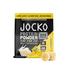 Jocko Fuel Proteína de suero de leche Mlk en polvo, 22 g, mezcla de frutos del monje, baja en azúcar - Recuperación y crecimiento muscular. El envase 