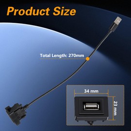 KPALAG 34mm × 23mm Male to Female USB Cable Adapter, Car Charger Flush Mount USB Port, Panel Extension Cable Adapter Compatible with Toyota Corolla Highlander Camry Vios RAV4