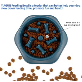 YIAGUN Dog Bowl Dog Slow Feeder Bowls Interactive Puzzle Healthy Eating Bowl Eating Interactive Non Slip Feeder Pet Bowl for Small Medium Size Dogs(blue）