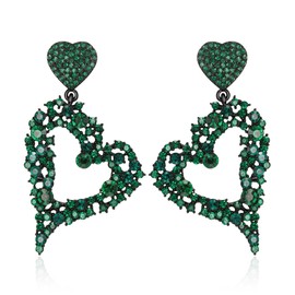 EVER FAITH Rhinestone Heart Earrings Crystal Statement Trendy Double Large Stud Earrings Fashion Jewellery for Women Girls, Crystal