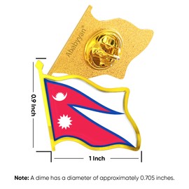 Nepal Flag Lapel Pin - Enamel Metal National Badge | World Travel Souvenir Gifts for Men & Women | Country Flag Patriotic Brooch Bulk Pack of Pins for Hat, Tie, Clothes, Backpack (1pc)