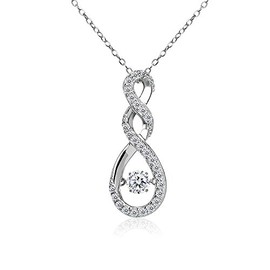 GemStar USA Sterling Silver Dancing Infinity Twist Necklace Made with AAA Cubic Zirconia