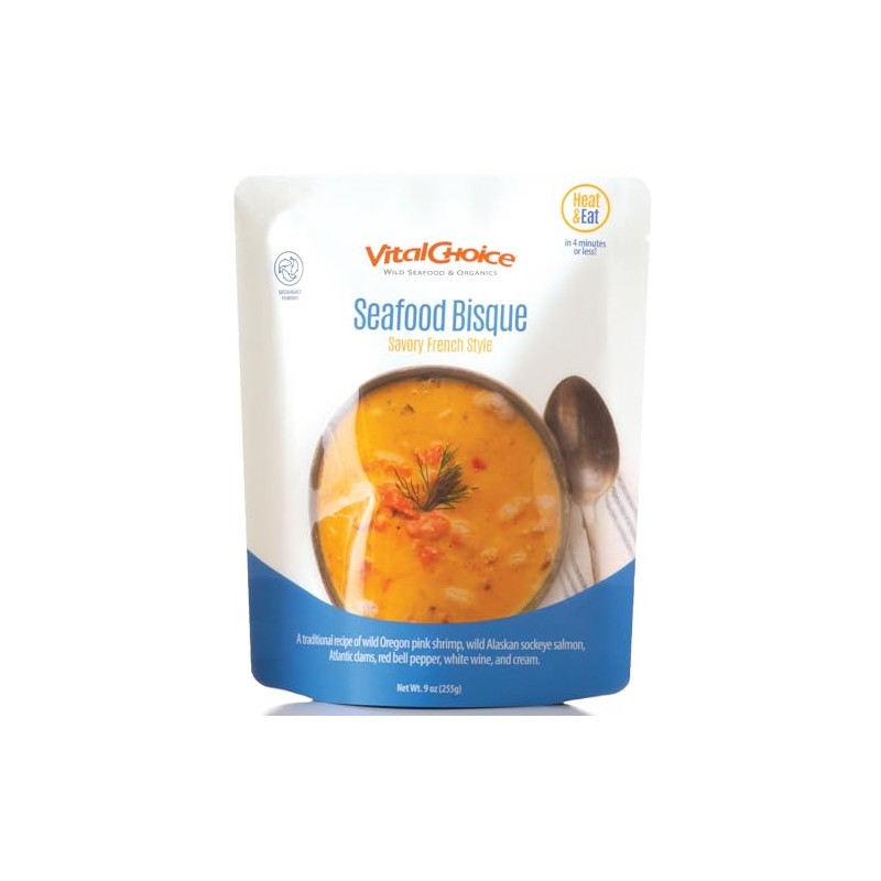 Vital Choice Savory Seafood Bisque, Heat-And-Eat Food Pouches, Wild Caught