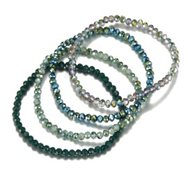 FULU AUTUMN Boho Beaded Bracelet Multi-Layer Crystal Stone Beaded Bracelets for Women Stretch Bracelets Fashion Jewellery Birthday Gifts for Her(Green)