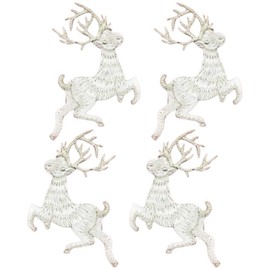 ULTNICE 4pcs Christmas Iron on Patches Reindeer Shape Embroidered Patches Applique Sew On Patches for Christmas Costume Decoration