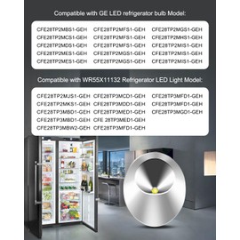 WR55X11132 Refrigerator Led Light Bulb and Cover Assembly Replace WR55X25754 WR55X26487 WR55X30603 WR55X30602 WR55X26486 Compatible with Ge Refrigerator, 1 Pack