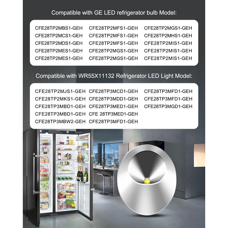 WR55X11132 Refrigerator Led Light Bulb and Cover Assembly Replace WR55X25754