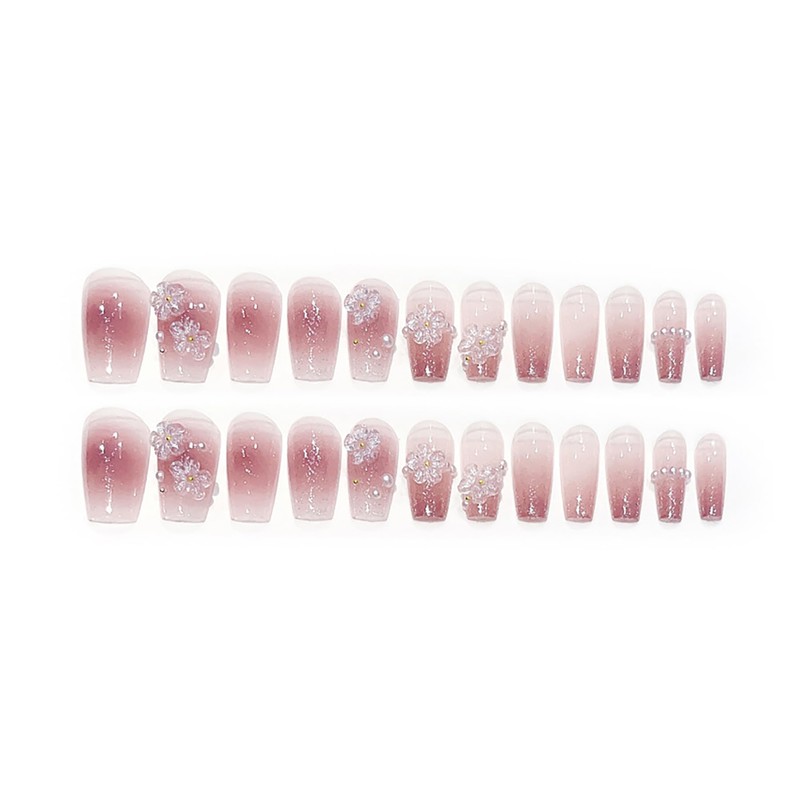 Nail Tip, Long Nail Tip, 24 Pieces, Glitter, Glossy, 3D