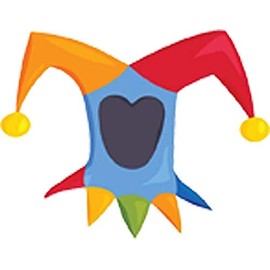 Fun Silly Photobooth Hat Prop Cartoon Vinyl Decal Sticker (4" Wide, Jester Clown)