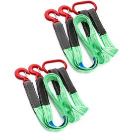 QWORK 2 Pack Two Leg Bridle Web Sling, 5Ft 6613lb Capacity Steel Sling, Nylon Bridle Sling, Heavy Duty Rigging Strap with Eye Hook