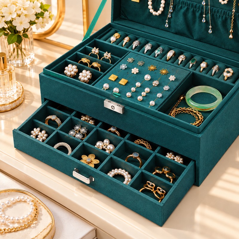 3-Tier Jewelry Organizer Box for Necklaces, Rings & Earrings –
