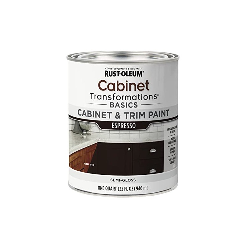 Rust-Oleum 372011 Transformations Basics Cabinet & Trim Paint, Quart, Espresso
