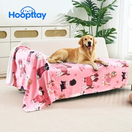 Hoopttay Dog Blanket for Large Dogs 50x60 Inch - Waterproof Couch Cover with Reversible Flannel & Sherpa, Machine Washable Pink Pet Blanket for Sofa Protection
