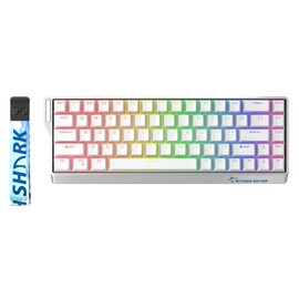 GK GAMAKAY x NaughShark NS68 Rapid Trigger Wired Gaming Keyboard, 65% Hall Effect Mechanical Keyboard, 8KHz Polling Rate 0.01mm RT, Snap Tap, Outemu Peach Crystal Magnetic Switch (White-Shine Through)
