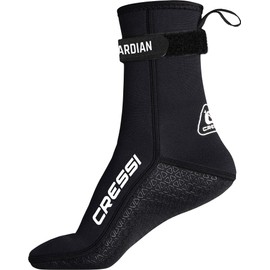 CRESSI Unisex Adult Guardian Mid-High 2 mm Neoprene Medium High Socks with Velcro Fastening, Black, M
