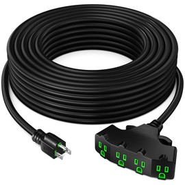 Maximm 10/3 SJTW Extension Cord 30 Feet, 10AWG Black, ETL Listed, 3 Prong Plug 4-Outlet Heavy Duty 15A, 1875W, 30ft