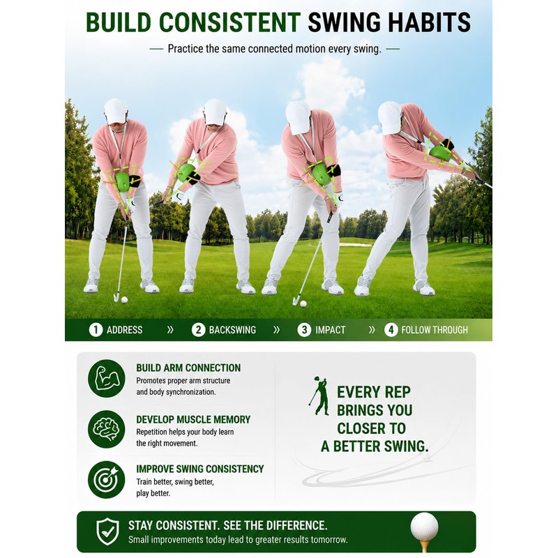 GHOSOONE 3-in-1 Golf Swing Trainer Ball with Strap & Safety