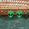 Just Follow Acrylic Punk Green Alien Face Dangle Earrings Big