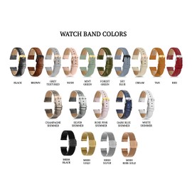 Women's Watch Bands, Women's Leather Watch Bands, 14mm, 18mm Easy Interchangeable Watch Band, Quick Release Pin, Rose Gold Buckle, Fits Many Brands (18mm, White Shimmer)