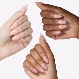 OIFEN 32pcs Short Press On Nails Almond 16 Sizes Glossy Fake Nails with Glue (Nude Pink)