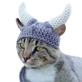 QBLEEV Pet Dog Hat, Cat Hats for Cats Only, Cartoon Design Handmade Knitted Woolen Yarn Rhino Cap, Sphynx Cat Party Hat with Ear Holes for Easter, Dog Sun Hats for Small Medium Puppy Teddy Dogs
