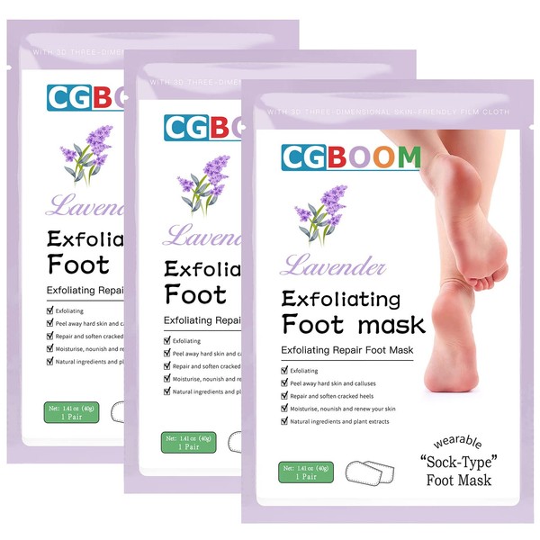 3 Pack Foot Peel Mask,Exfoliating Foot Socks Calluses Remover Dead Skin, Aloe Moisturizing Feet Peeling Mask for Dry Skin,Cracked Heels,Foot SPA Socks for Women and Men