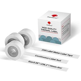 Phomemo Thermal Label Taper,Non-precut Self-Adhesive Labels,D30 Label Maker Fashion Tape,Continuous Label Tape 0.59'' X 19.68 ft (15mm X 6m),Phomemo Sticker Labels Suitable for Home,Office,School