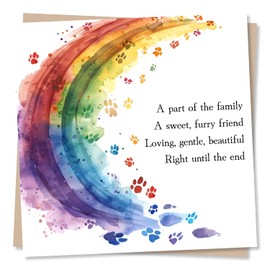 Heartfelt Condolences Card For Loss Of A Pet - A Sweet, Furry Friend - Sympathy Card For Loss Of A Dog, Cat - Rainbow Design