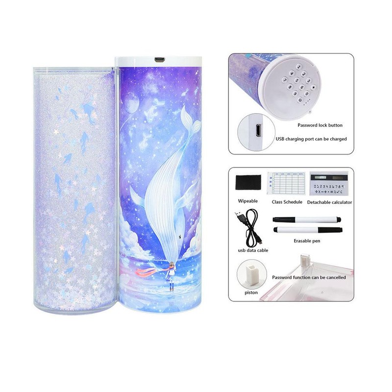 Quicksand Pencil Box Magnetic Clasp Exquisite Intelligent Password Quicksand Pencil