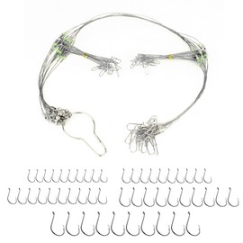 Mastiff Gears® 12 Pcs Pickerel rigs with 50 Pcs Circle Hooks, Crappie Rig, 2 Arm Fishing Rigs for ice Fishing, Bottom Fishing with Dead and Live baits in The Saltwater/Lake/River and sea