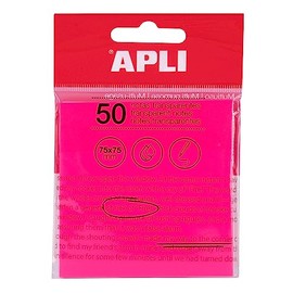 APLI 19570 Clear Sticky Notes 75x75mm Pink 50 Clear Sheets Waterproof Ideal for Students and Teachers