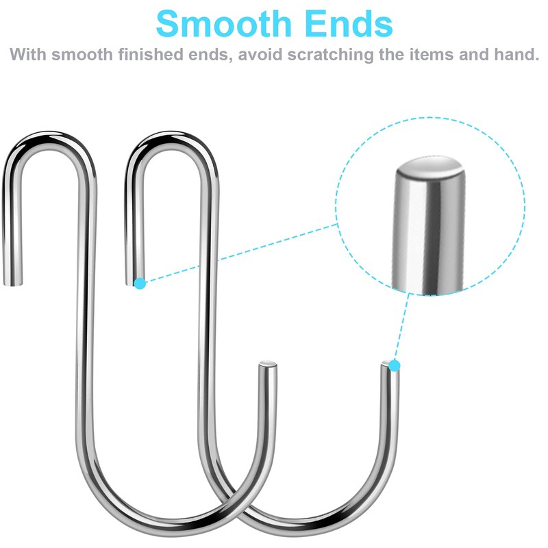 kinxuanda 30PCS S Hooks, Premium Stainless Steel S Hooks for