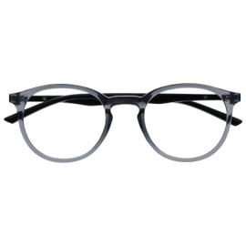 OPULIZE Met Binoculars, Shortsightedness, Slim, Round Frame, Transparent, Grey, Black Temples, Men and Women, Scratch-Resistant, Spring Hinges M60-7 -2.50
