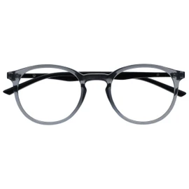 OPULIZE Met Binoculars, Shortsightedness, Slim, Round Frame, Transparent, Grey, Black Temples, Men and Women, Scratch-Resistant, Spring Hinges M60-7 -2.50