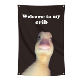 Welcome to My Crib Flag Hip Hop Sunglasses Dizzy Duck Funny Banner For Room Durable Man Cave Wall With Brass Grommets For College Dorm Room Decor (D9)