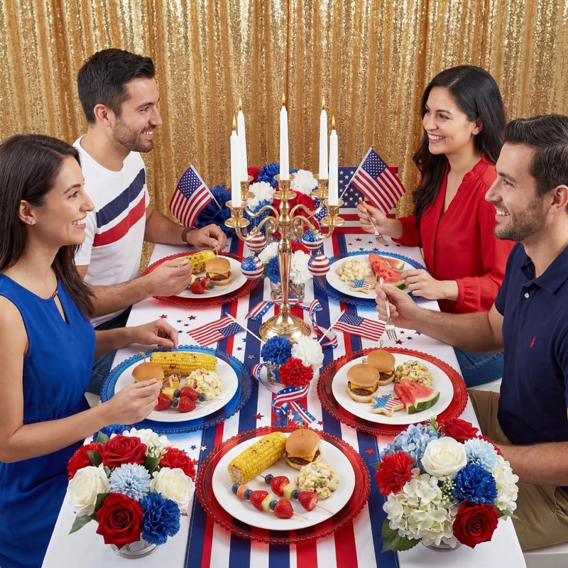 CHENGU 6 Pcs 4th of July Charger Plates Patriotic Charger